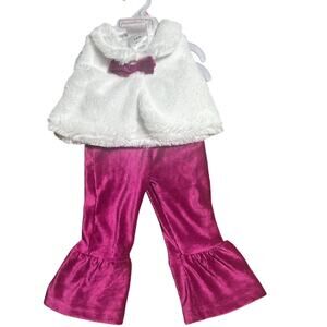 Princess Rose NWT girls 3-6 month White and Magenta baby bellbottom outfit